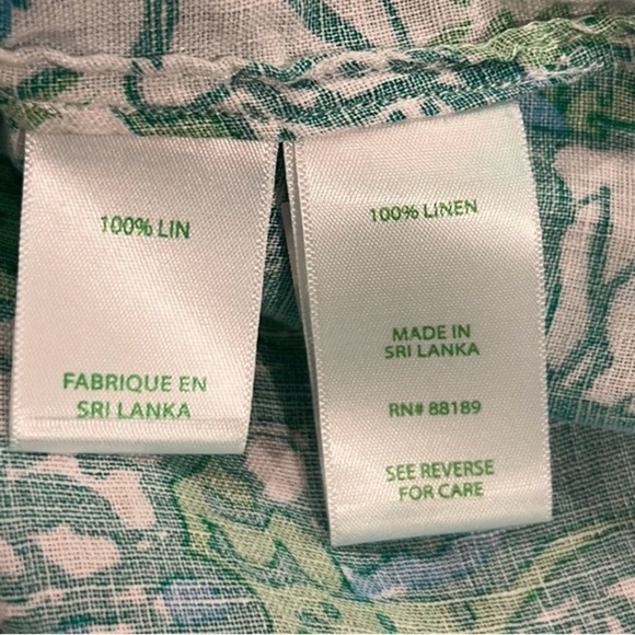 Lilly Pulitzer sea view linen button down shirt in botanical green safari M - Picture 8 of 12